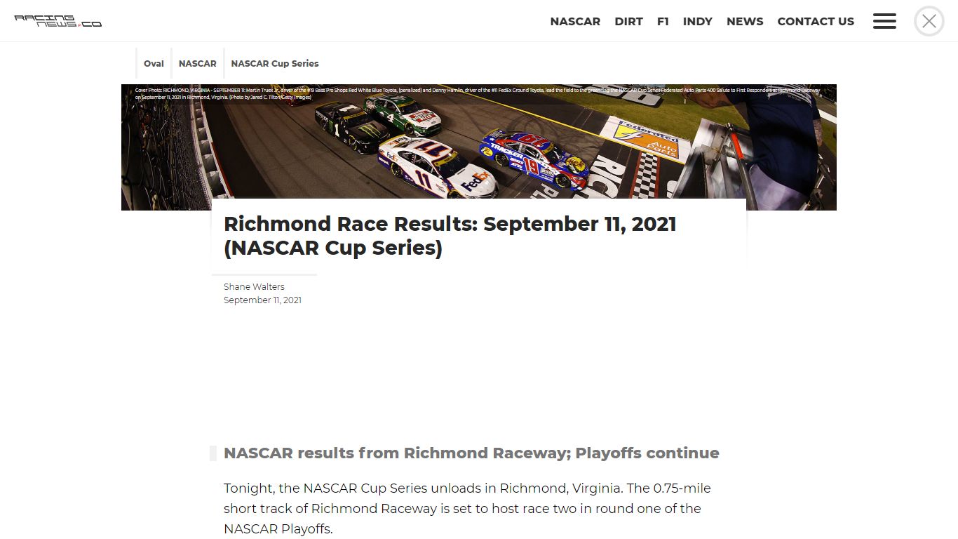 Richmond Race Results: September 11, 2021 (NASCAR Cup Series) - Racing News