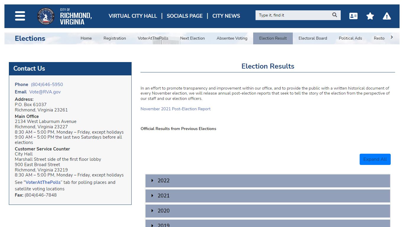 Election Results | Richmond - RVA